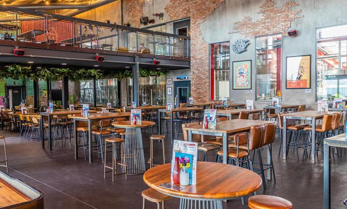 Inside the Tiny Rebel taproom.